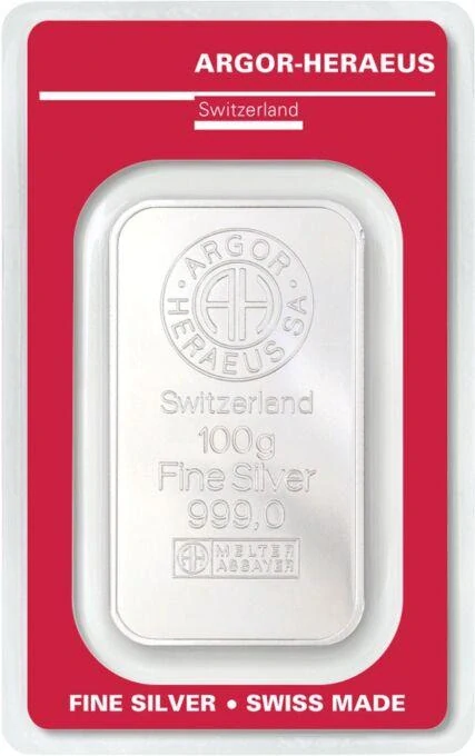 Strieborná tehlička Argor Heraeus 100 g
