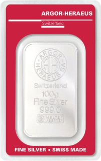Strieborná tehlička Argor Heraeus 100 g